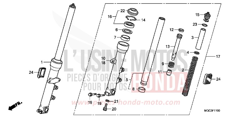 FRONT FORK for CB1100 ABS GRAPHITE BLACK (NHB01) from 2013
